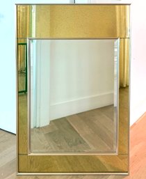 A Vintage 1970's Glamorous Gold Glass Mirror By La Barge