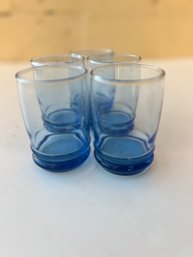 Small Mini 1980s Blue Juice Glasses