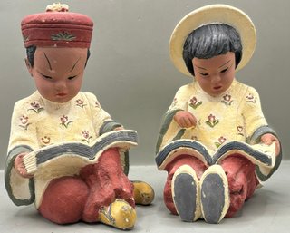 2 Cute Asian Ceramic Figurines