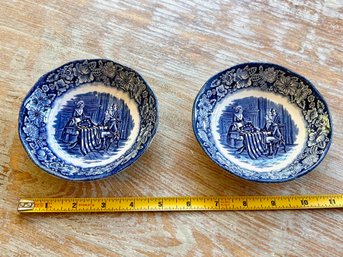 Liberty Blue Fruit Bowls (two) Betsy Ross Historic Colonial Scenes