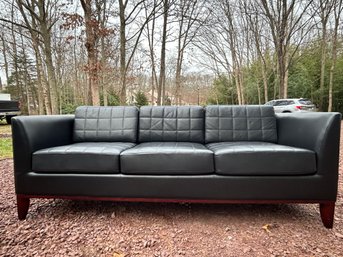 Gorgeous Mid-Century Modern Black Leather Sofa 92' X 30' X 31.75'