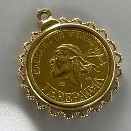 18K Caciques De Venezuela Coin Charm