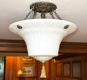 An Elegant Milk Glass And Brass Lighting Fixture - Library