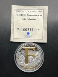 Freedom Commemorative Coin Collection Silver Plated W/Spot Gold Commemorative Coin W/COA