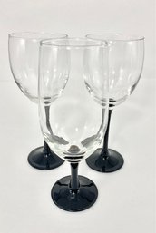 Vintage MCM French Luminarc Black & Clear Stemware - Menage A Trois