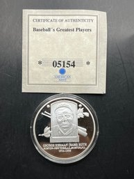 Baseball's Greatest Players Babe Ruth Silver Plated  Commemorative Coin W/COA