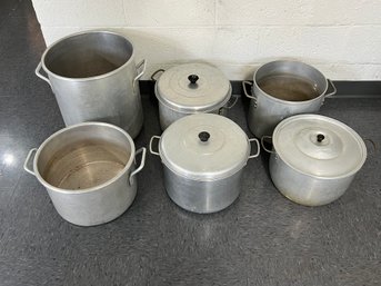 Wear Ever 4310 40 Quart Stock Pot, 20 Quart Pot, And 4 Others