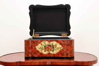 Castilian Imports Hand Painted Floral Accent Wood  Serpentine Treasure Box