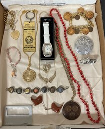 Beautiful Lot Of Jewelry - Necklaces, Watch, Bracelets, Key Chain, Pins, Lighted Pocket Manager & More.