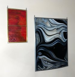 Pair Of Artisan Made Stained Glass Window Panels