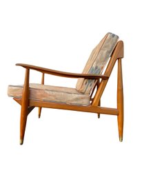 Vintage Mid 20th Century Brown Wood Kofod Larsen Style Lounge Chair