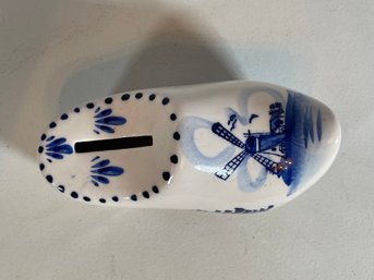 Delft Blue Clog Coin Bank Hand Painted In Holland