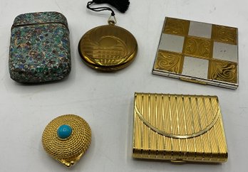 4 Vintage Compacts & Cloisionne Match Safe