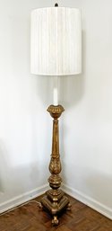 A Large Vintage Gilt Wood Floor Lamp