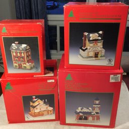 Lot Of 4 Share The Joy Porcelain Christmas Village Houses - L (local Pick-up Only)