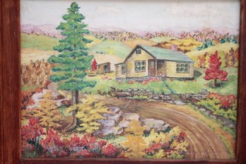 'AUTUMN LANDSCAPE' FRAMED & SIGNED MARY MARTIN FROM 2ND ANNUAL ART SHOW SULLIVAN COUNTY 1958