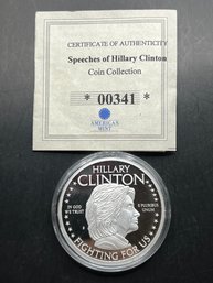 Speeches Of Hillary Clinton Silver Plated  Commemorative Coin W/COA