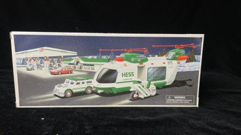 2001 Hess Toy Helicopter With Motorcycle And Cruiser