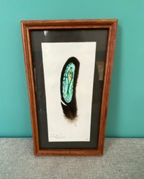 Framed Art, Bird Painted On Feather - Costa Rica