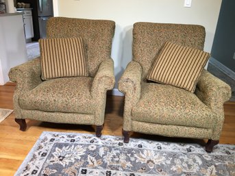 Pair Of Very Nice LILLIAN AUGUST Chairs With Accent Pillows - Neutral Colors - Client Paid $1,250 Each !