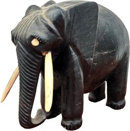 A Vintage West African Carved Elephant Statue