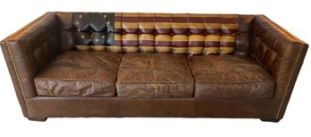 Andrew Martin Distressed Leather Armstrong Sofa Stars And Stripes
