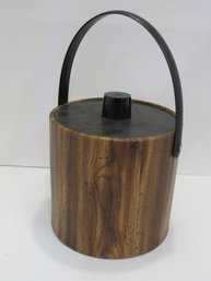 Vintage  Irvinware Brown Wood Grain  Tooled Ice Bucket MCM Barware