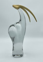 Vintage Brass And Murano Style Glass Antelope Sculpture