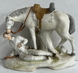 Nice Mid Century Porcelain Horse And Man Figure