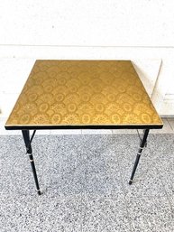 Vintage Custom Great Gatsby Style Black & Gold Upholstered Card Table