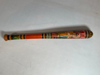 Vintage Hand Carved Painted Aztec Wooden Piata Stick/Bat