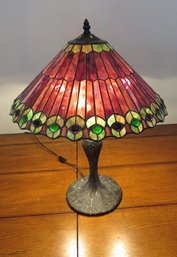 Beautiful Acrylic Stained Glass Lamp With Metal Base - In Working Condition