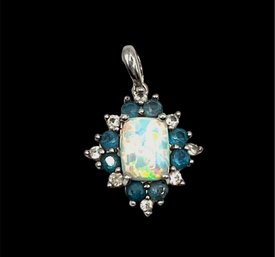 Vintage P&M Designer Opal Color Blue Stones Pendant