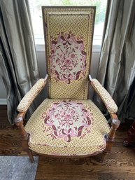 Ornate MCM Directorie Style Floral Armchair