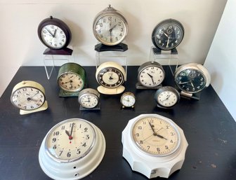 Nice Collection Of Vintage Alarm & Wall Clocks