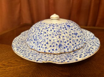 Spode Fleur De Lys Blue Muffin Dish & Lid