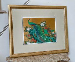 Outstanding Vintage Oriental Peacock/ Floral Art