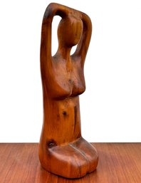 A VIntage Female Figural Wood Carving - C. 1970's