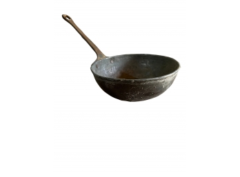 Small Antique Copper Frying Pan With Brass Handle