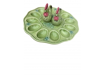 Vintage Ceramic Deviled Egg Plate /salt And Pepper