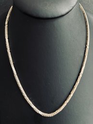 VTG Navajo Craftsman Christin Wolf  Signed Sterling Silver Cube Beaded 16' Necklace W/garnet Stone 22 Grams C
