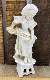 Vintage Girl Carrying Wheat Stalks Bud Vase Attr. To Giuseppe Armani Florence