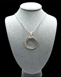 Lovely Italian Sterling Silver Chain With Open Circles Pendant