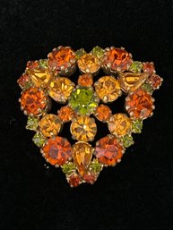 Vintage Made In Austria Crystal-Rhinestone Pin Brooch 2' X 1.75' No Stones Missing