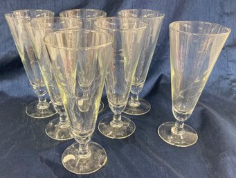 Set Of 6 Tall Pretty Etched Glasses