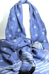 Wool Winter Scarf Light Blue And Gray Scarf By 'tod's'