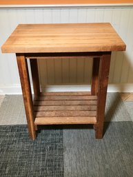 Very Nice SOLID WOOD Butcher Block Table - Use As Small Island / Microwave Stand / Or Whatever ! - NICE !