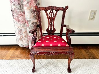 Chippendale Style Mahogany Carved Children's Or Doll Side Chair (doll Not Included)