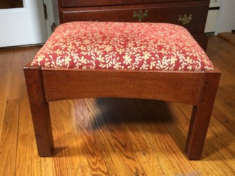 Fantastic L & J G STICKLEY Mission Oak / Arts And Crafts SOLID OAK Foot Stool / Bench - Stickley Fabric