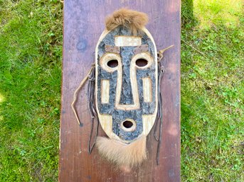 Hand Carved Wood, Bark & Copper Mask (Mask #4 )